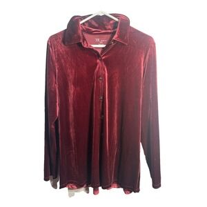 TOG shop womens long sleeve velvet button up collared shirt size misses large